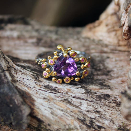 Alice Amethyst Sapphire Ring in 925 sterling silver, Goldlip Jewelry