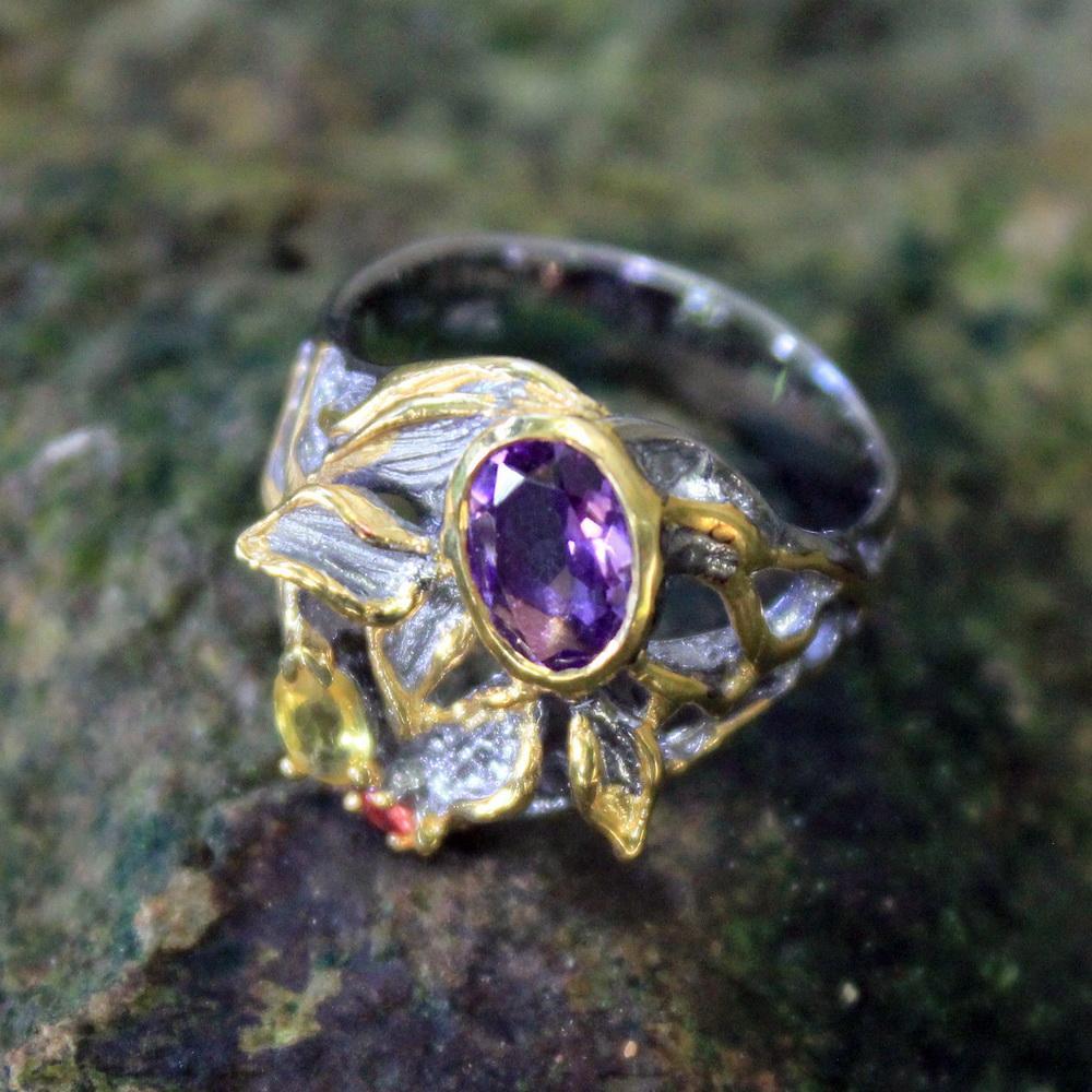 Fern And Leaf Flemma Lila Ring-Rings-AdiOre Jewels