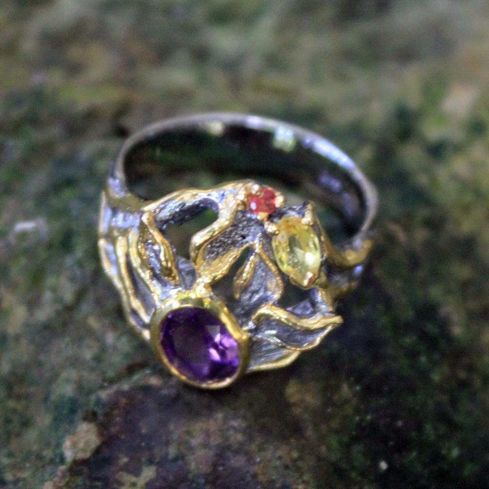 Fern And Leaf Flemma Lila Ring-Rings-AdiOre Jewels