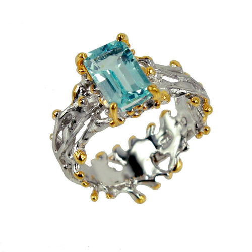 Classic Blue Topaz Ring in 925 sterling silver, Goldlip Jewelry