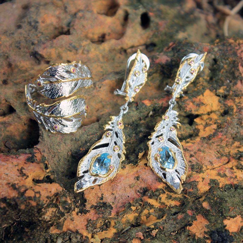 Fern And Leaf Flemma Mezclado Ring-Rings-AdiOre Jewels