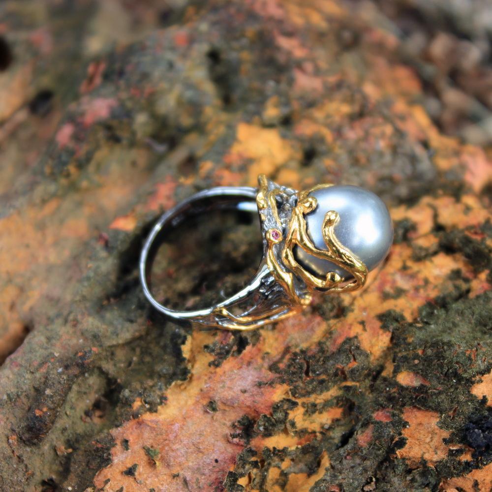 Aqua Perla Ring-Rings-AdiOre Jewels