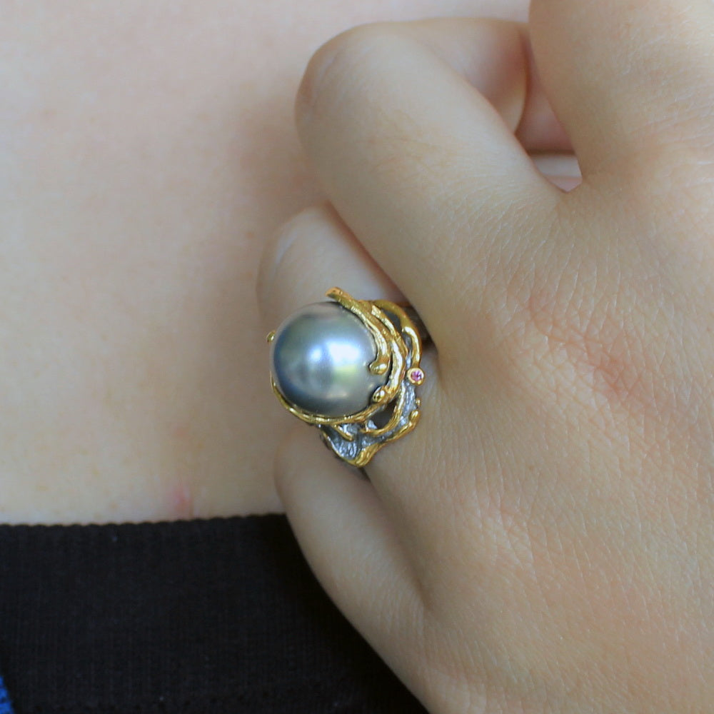 Aqua Perla Ring-Rings-AdiOre Jewels